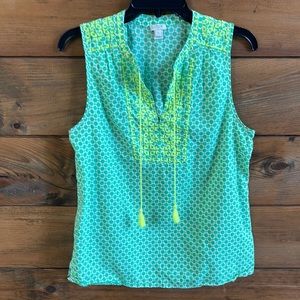 J Crew Boho Green Yellow Tank Tunic 8
